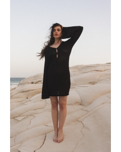 Krótka sukienka ażurowa w kolorze TOTALLY BLACK  - ASILA