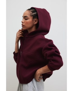 Bluza z kapturem zapinana na zamek w kolorze BURGUNDY - DESEO