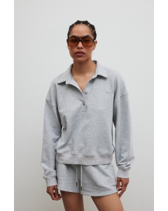 Bluza damska z kołnierzem w kolorze GREY MELANGE - EXPLORE