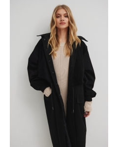 Długi płaszcz typu oversize w kolorze TOTALY BLACK - HUNTER