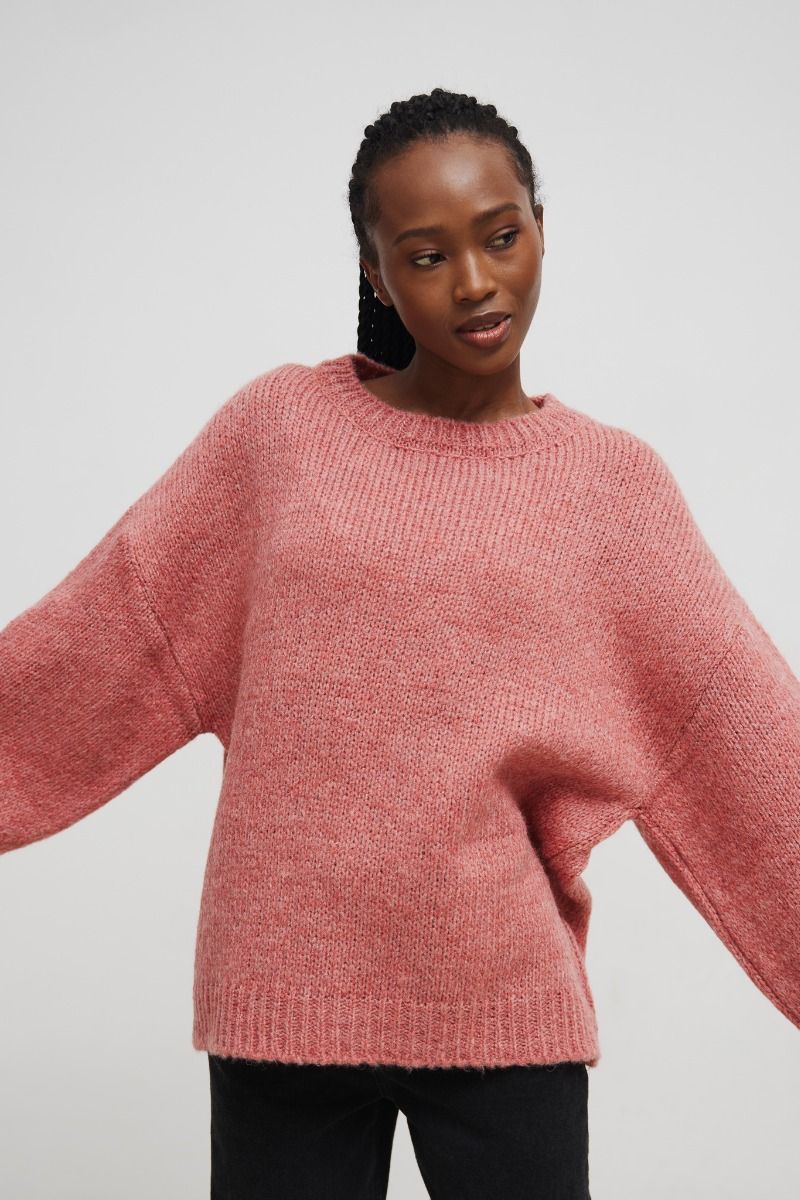 Sweter oversize z bufiastymi rękawami w kolorze BRICK ORANGE - RIVERO