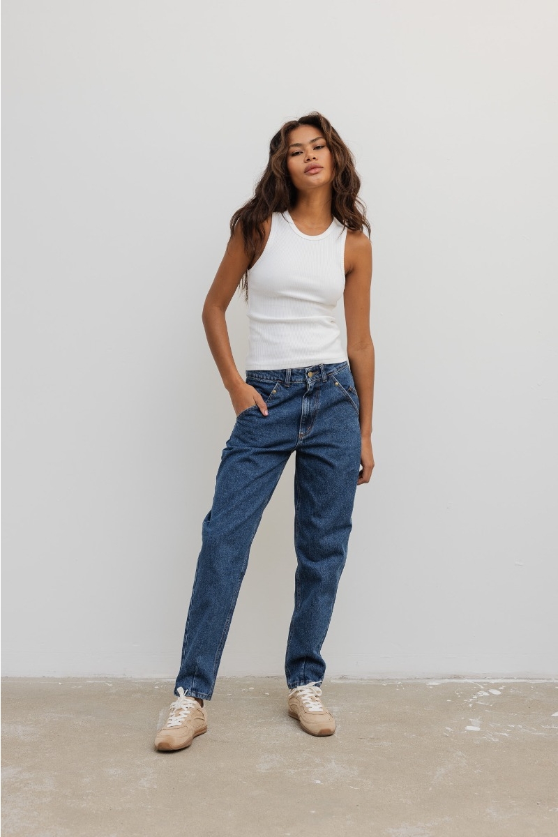 Spodnie jeansowe typu mom fit w kolorze NAVY BLUE JEANS - JUST