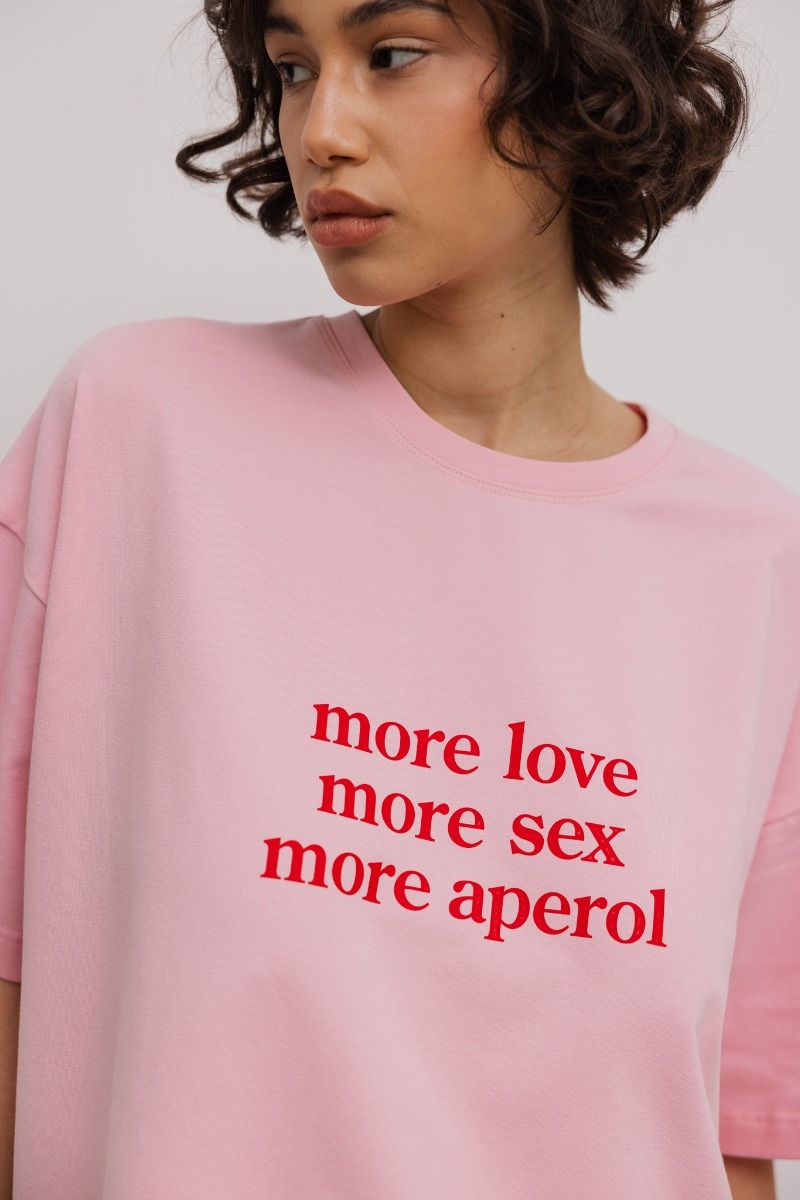 T-shirt z NADRUKIEM w kolorze PINK - EAZY - MORE LOVE