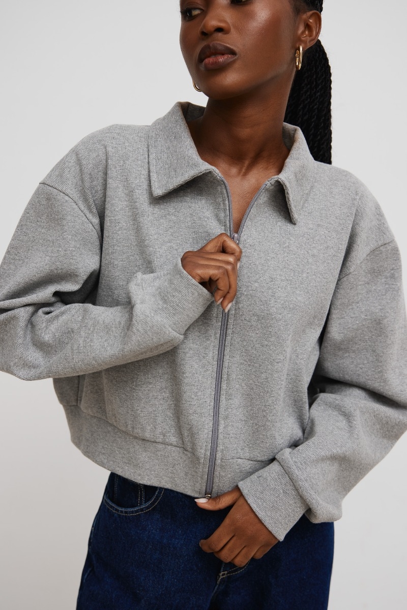 Rozpinana bluza z prążka w kolorze GREY VISION - ZIP UP
