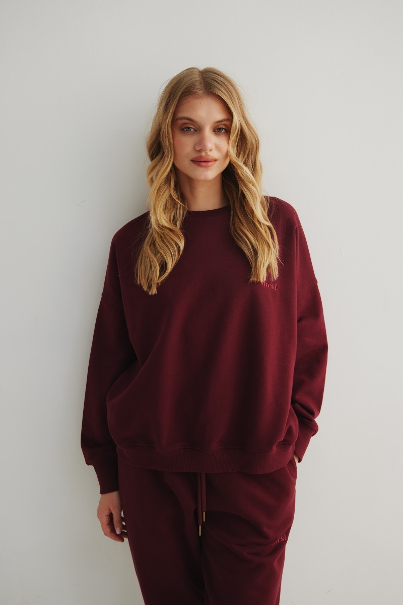 Bluza damska z HAFTEM w kolorze BURGUNDY - PHENIX