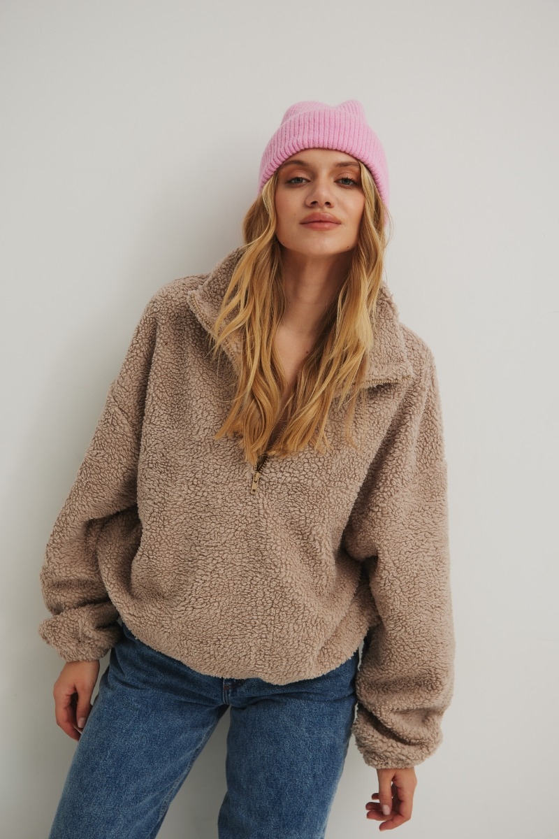 Bluza zapinana na zamek w kolorze COLD BEIGE - CANADIAN