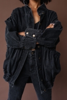 Katana kurtka jeansowa oversize z marszczeniami - CHILL BLACK DENIM JACKET