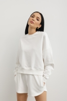 Bluza o krótkim kroju z bawełny diagonalnej w kolorze OFF WHITE - ROBYN