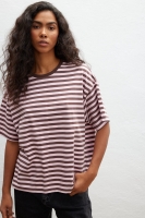 Klasyczny Tshirt w paski RÓŻOWO BRĄZOWE - DUAL