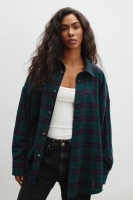 Koszula typu oversize w kratę ZIELONĄ - RENO 9360