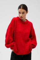 Sweter oversize z bufiastymi rękawami w kolorze INTENSE RED - RIVERO