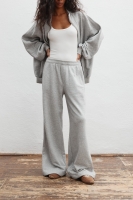 Spodne z szerokimi nogawkami w kolorze LIGHT GREY MELANGE - MOSSY