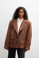 Wełniana marynarka o prostym kroju w kolorze DEEP CAMEL - RICHMOND