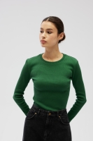 Dopasowany top z długim rękawem w kolorze DEEP GREEN  - MOODY