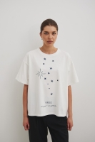 Tshirt oversize z nadrukiem w kolorze ECRU- ZODIAC / VIRGO