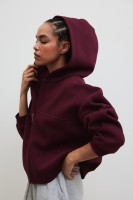 Bluza z kapturem zapinana na zamek w kolorze BURGUNDY - DESEO