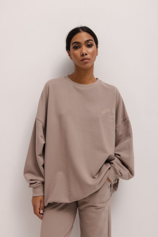 Bluza damska o kroju oversize z HAFTEM w kolorze BROWN FRAPPE - CRAFT