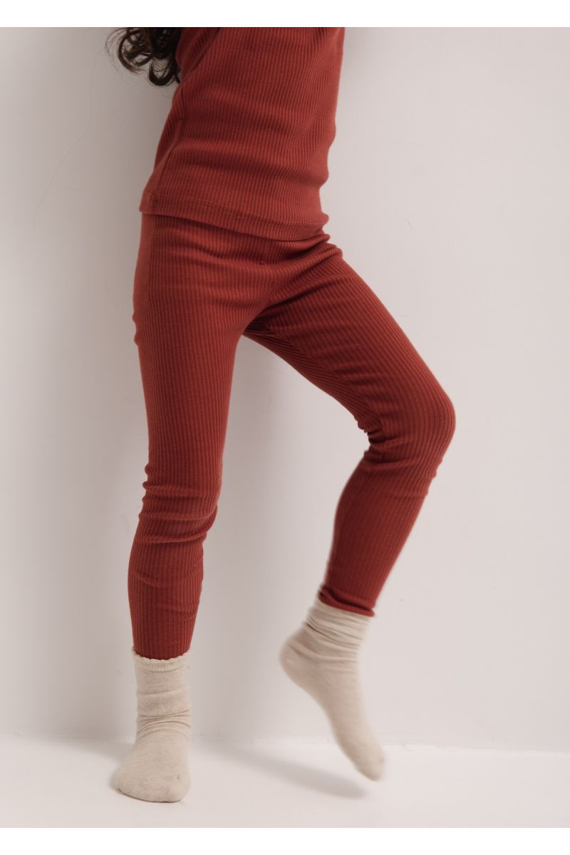 MINI legginsy z prążkowanej dzianiny w kolorze DARK RED - HIPS