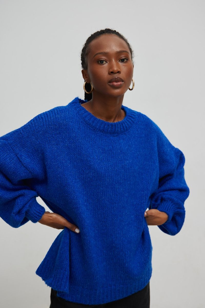 Sweter oversize z bufiastym rękawem SAPPHIRE BLUE - RIVERO