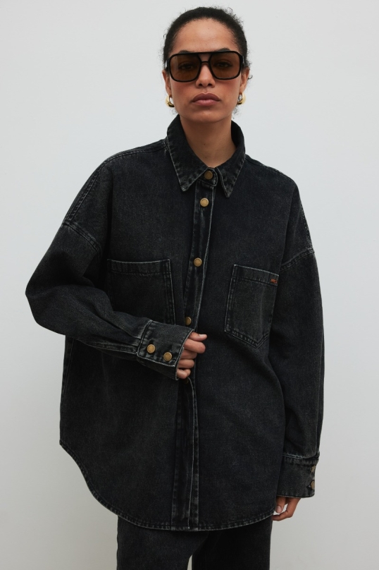Koszula jeansowa w kolorze WASHED BLACK- INSPIRE