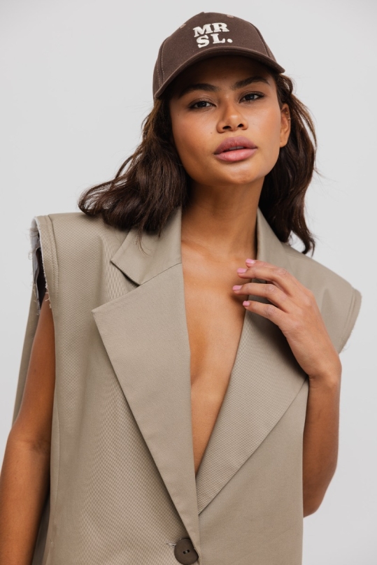 Kamizelka typu oversize w kolorze BEIGE- VICAR