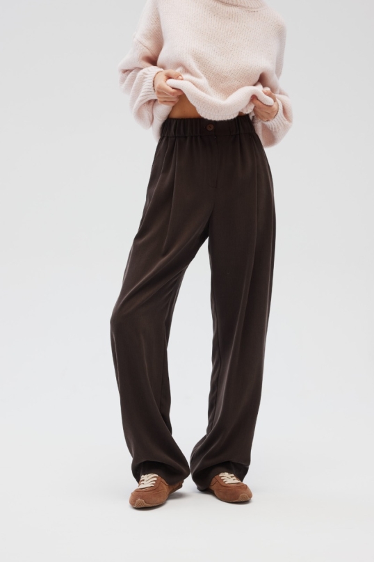 Eleganckie spodnie z zakładkami w kolorze DEEP BROWN - DERRY