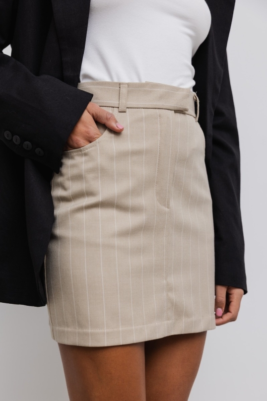 Spódnica w paski w kolorze BEIGE TONE- RADIANCE MINI