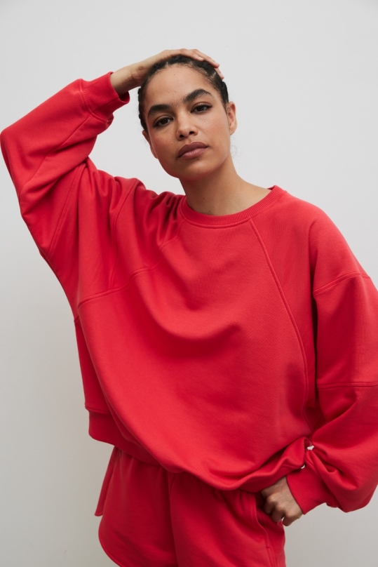 Bluza damska z przeszyciami w kolorze HIBISCUS RED - NORD