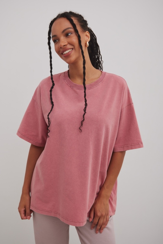 Tshirt typu oversize w kolorze FADED RUBY - THORNE-S/M