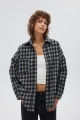 Wełniana koszula z HAFTEM,  w kratę CZARNO KREMOWĄ  - RENO 