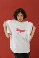 T-shirt z NADRUKIEM  w kolorze ECRU - EAZY - SUGAR 
