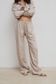 Luźne spodnie z dodatkiem lnu w kolorze LINEN BEIGE  - ASPRO