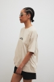 T-shirt typu oversize z HAFTEM w kolorze LATTE MELANGE - RUST