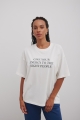 Tshirt typu oversize z NADRUKIEM w kolorze ECRU- QUOTES ENERGY