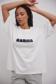 Tshirt typu oversize z NADRUKIEM w kolorze ECRU- QUOTES KARMA