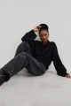Spodnie jeansowe z szerokimi nogawkami w kolorze WASHED BLACK - MANHATTAN