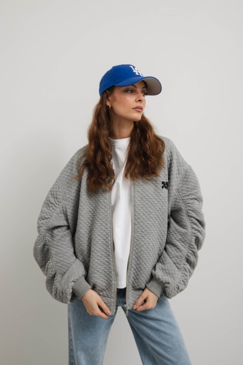 Kurtka bomberka typu oversize w kolorze GREY - MADDIE