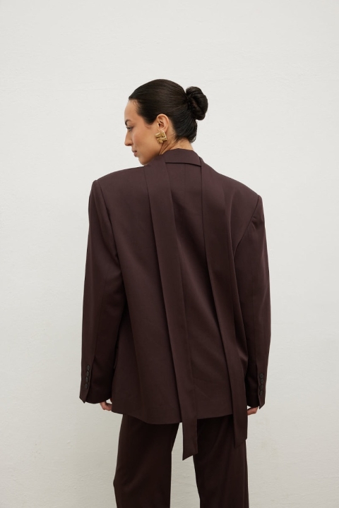 Klasyczna marynarka z szalem w kolorze HOT CHOCOLATE- SVELTE