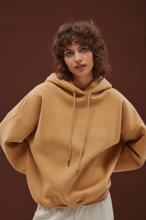 Bluza typu oversize z ociepleniem w kolorze DARK BISQUIT - AMBERLY