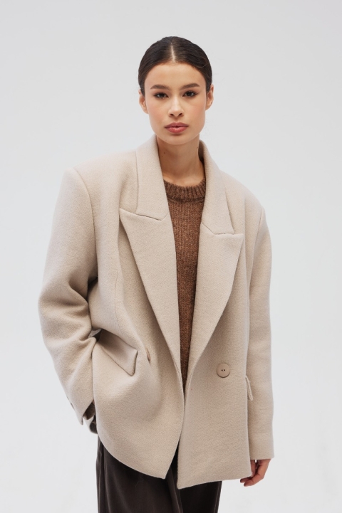 Wełniana marynarka  w kolorze LIGHT BEIGE - BEXLEY