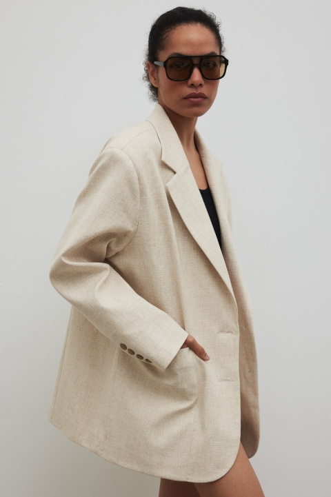 Marynarka z lnem oversize w kolorze IVORY LINEN - HARLEY