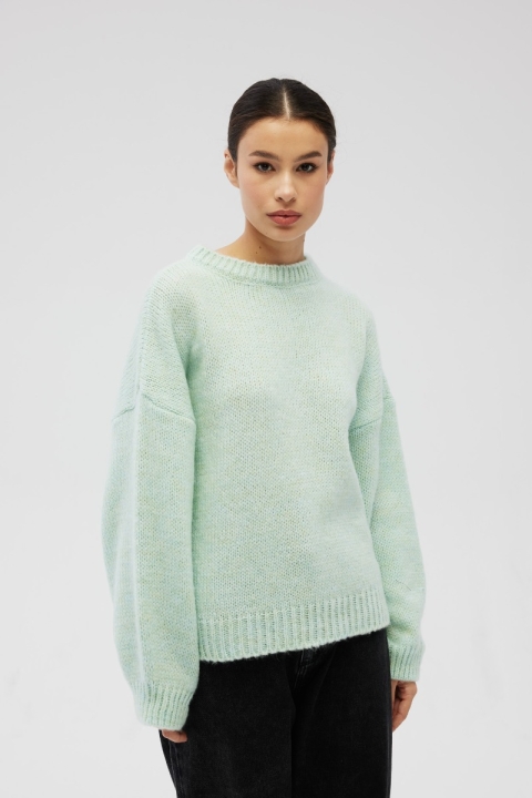Sweter oversize z bufiastymi rękawami w kolorze FROSTY MINT  - RIVERO
