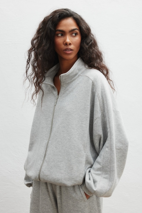 Bluza zapinana na zamek w kolorze LIGHT GREY MELANGE -MELLOW 