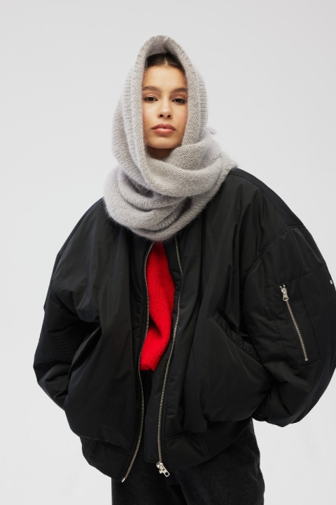 Wełniana chusta w kolorze GREY- AUREN Wełniana chusta w kolorze GREY- AUREN