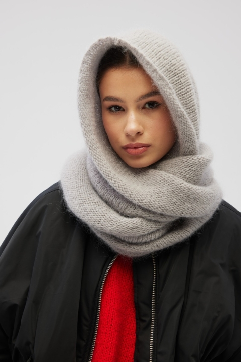 Wełniana chusta w kolorze GREY- AUREN Wełniana chusta w kolorze GREY- AUREN