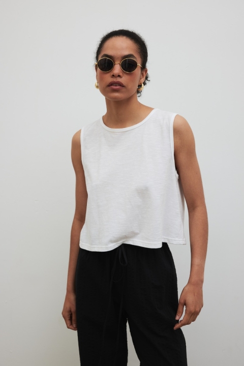 Bawełniany top w kolorze CLASSIC WHITE - FLOWTEE