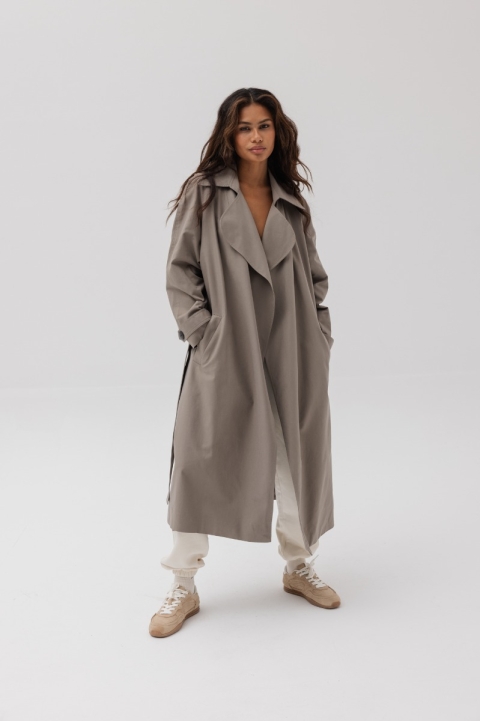 Klasyczny bawełniany trencz w kolorze LIGHT KHAKI - VENICE