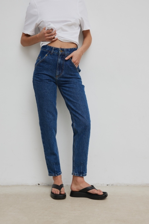 Spodnie jeansowe typu mom fit w kolorze NAVY  BLUE JEANS - JUST