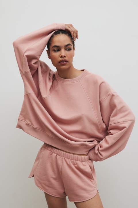 Bluza damska z przeszyciami w kolorze COTTONE ROSE  - NORD