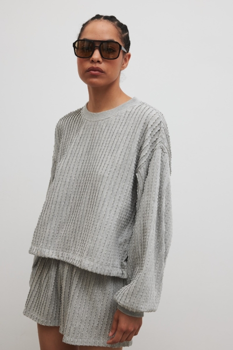 Bluza z dzianiny strukturalnej w kolorze COOL GREY  - PRIZM